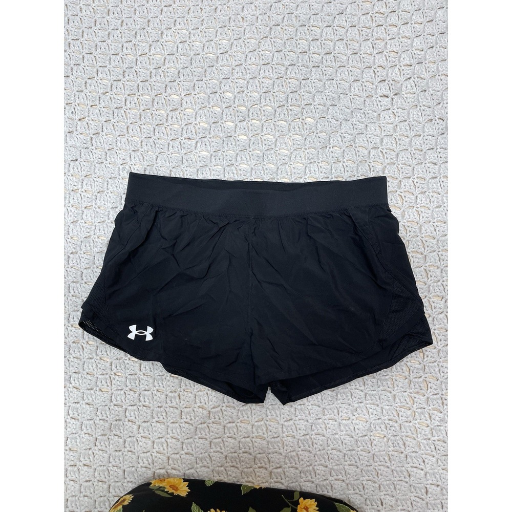 Under‎ Armour Running Short Loose Girls Youth XL Black Logo Walking Gym